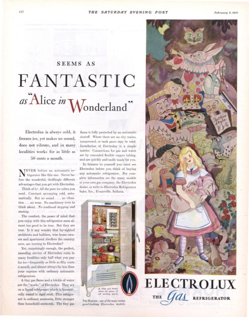 Appliance ad featuring characters from Alice in Wonderland