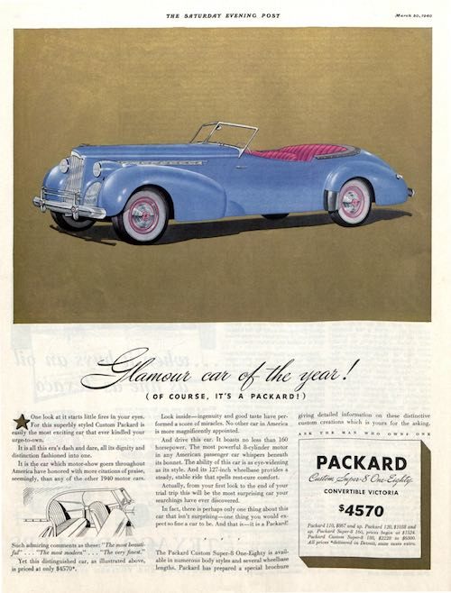 An ad for a Packard covertable. From 1940.