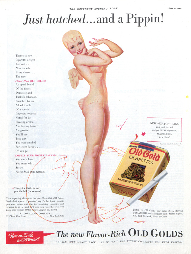 Woman models in a cigarette ad wearing a 