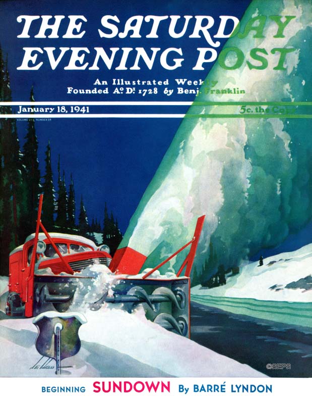 Post cover depicting a snow plow clearing a highway of snow.