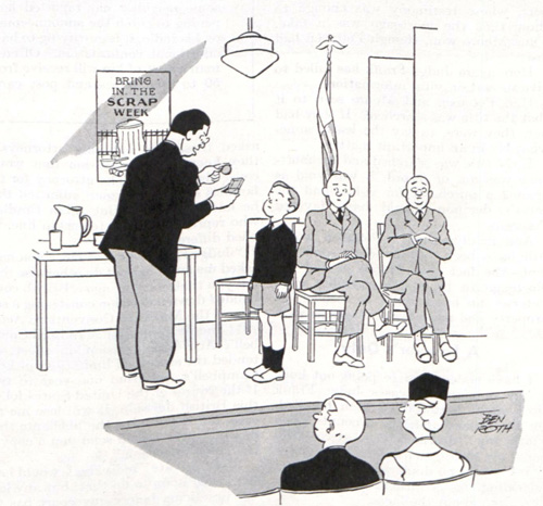 “I award you this bronze medal for collecting the most scrap. Now, young man, what are you going to do with this bronze medal?”Ben Roth; July 24, 1943