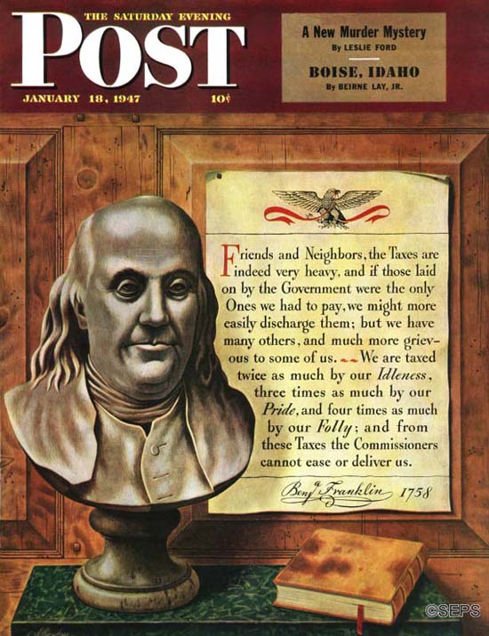 A bust of Ben Franklin