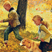 Walking Home Through Leaves by John Clymer October 7, 1950