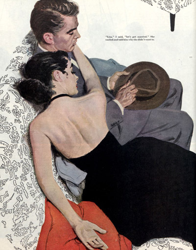 1953 illustration of woman and man lying on couch