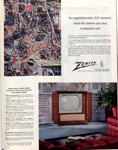 1953 advertisement for Zenith TV