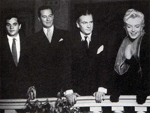 Milton Greene, vice-president of Marilyn Monroe Productions, playwright Terence Rattigan, Sir Lawrence Olivier and Marilyn Monroe