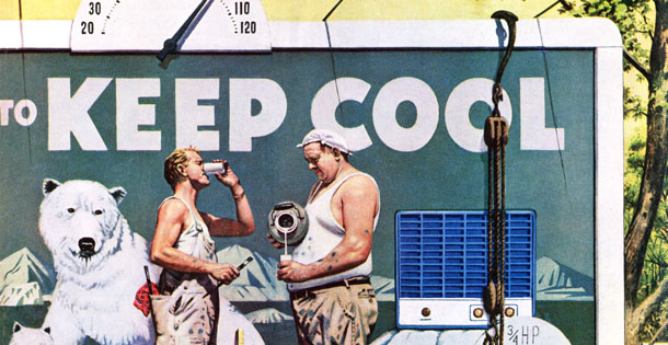 Billboard painters keeping cool in summer heat