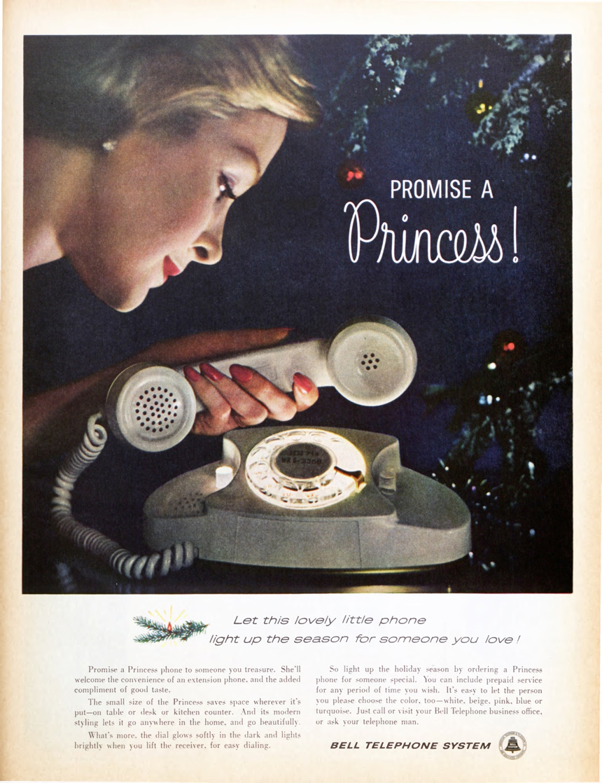 Christmas advertisement for a rotary telephone.
