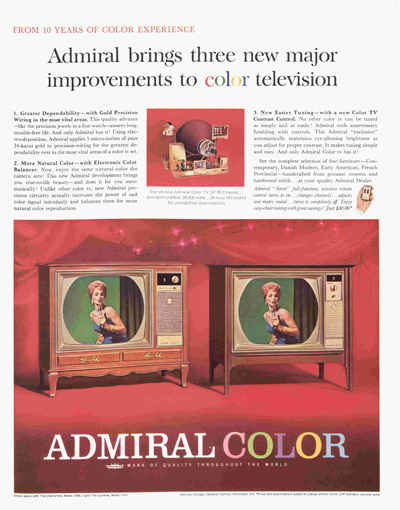 1963 Advertisement for Admiral Color TV