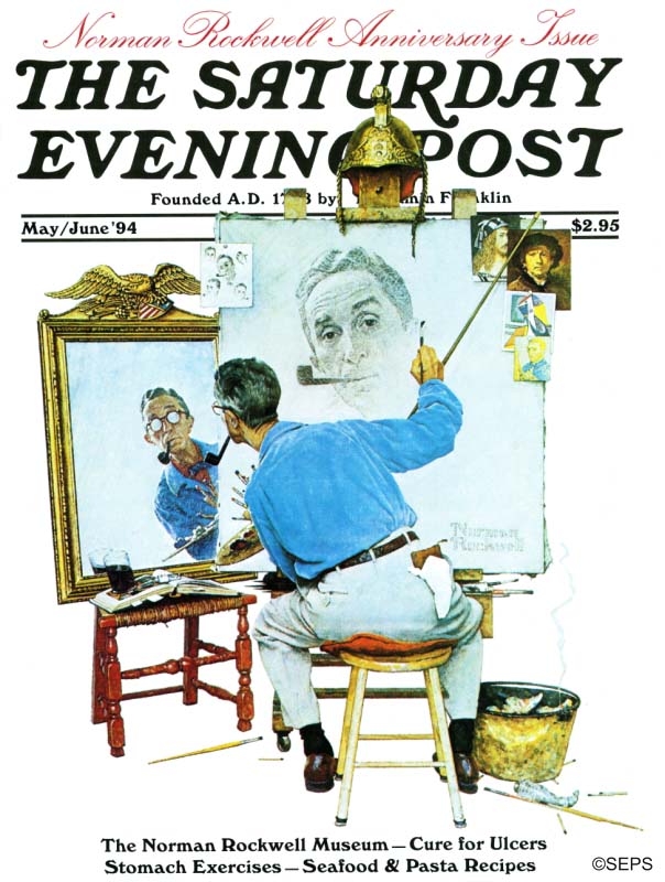 Norman Rockwell Triple Self Portrait Reprint The Saturday Evening Post