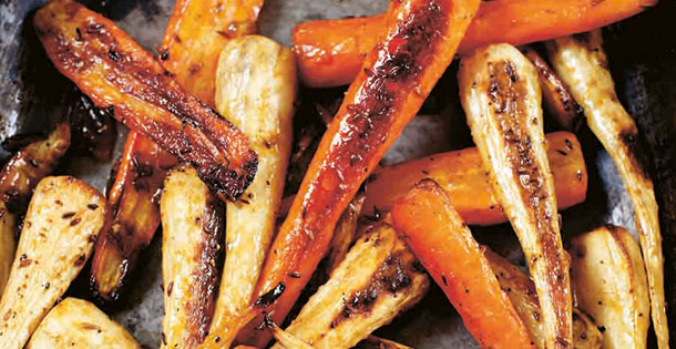 Sticky Cumin and Apricot Roasted Carrots