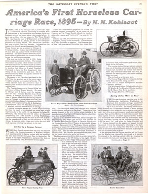 Read “America’s First Horseless Carriage Race, 1895”by H.H. Kohlsaat from the January 5, 1941 issue.