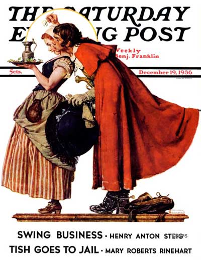 <em>Under the Mistletoe</em><br />Norman Rockwell<br />December 19, 1936