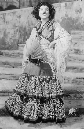 Geraldine Farrar posing in her Carmen costume