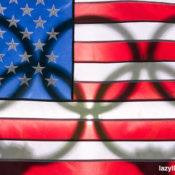Olympic rings cast a shadow on the US Flag