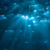 Light shining under the water