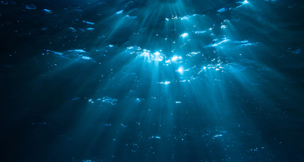 Light shining under the water