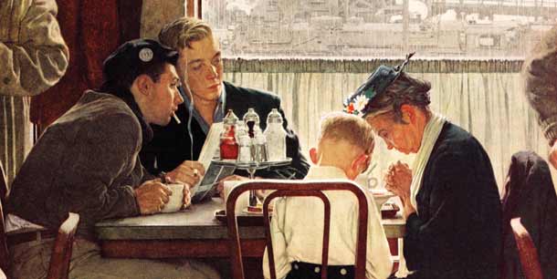 Norman Rockwell's painting, "Sayaing Grace"