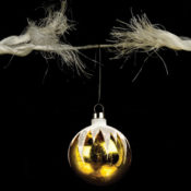 Christmas ornament on a frayed string