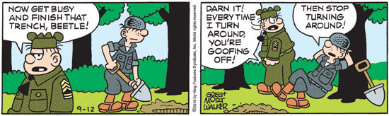 Beetle Bailey goofing off 