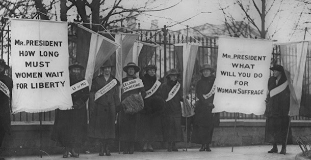 Suffragists during Women's Rights march