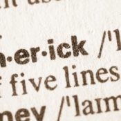 Close-up of a dictionary's definition of "Limerick"