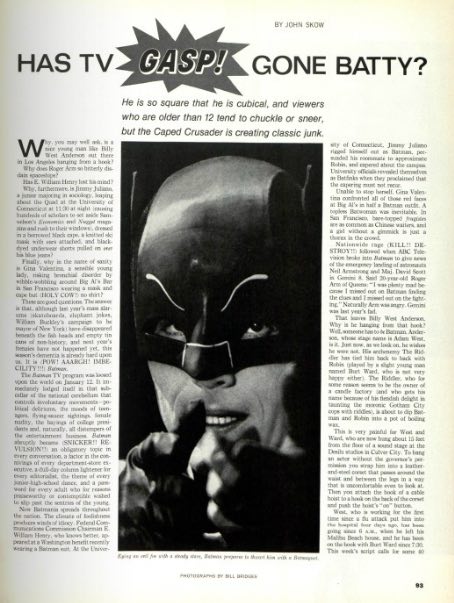 N209) Batman * Adam West * Magazine Clipping 1 Page * 1997