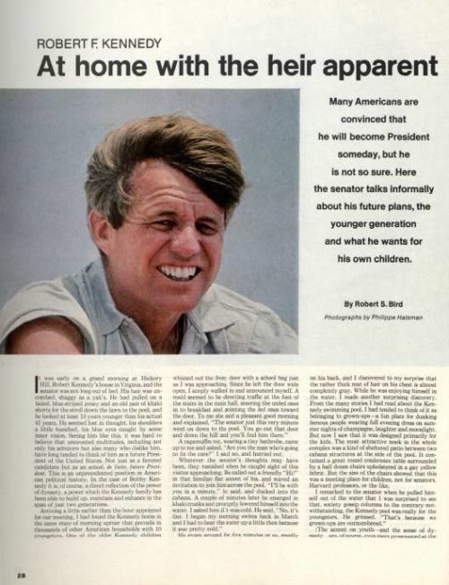 Page with a close-up of Robert Kennedy
