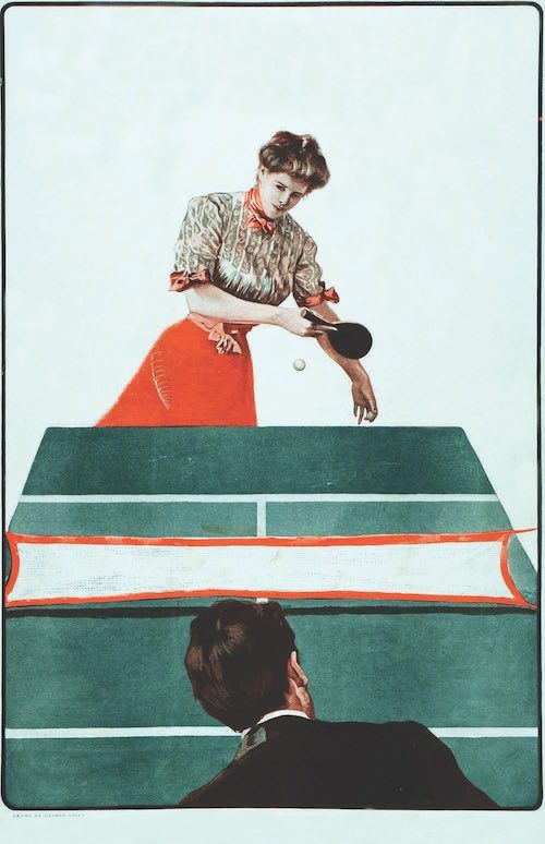 Woman playing ping-pong