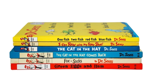 Stack of Dr. Seuss books