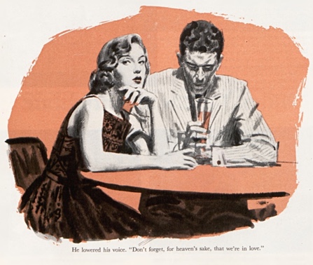 Woman and man at table