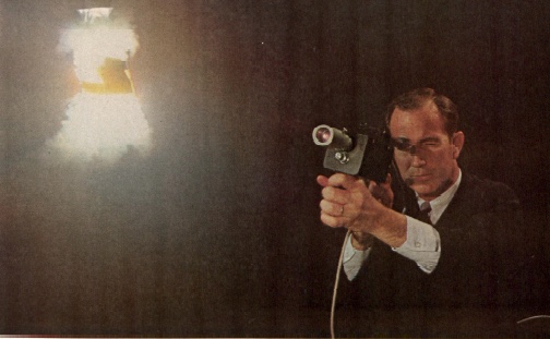 Man pointing laser