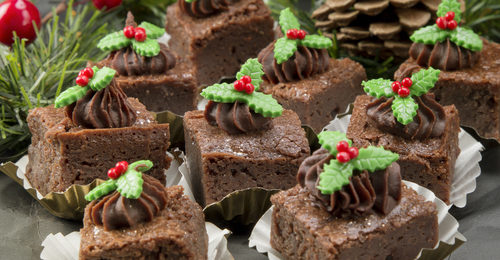 Brownies with Christmas frosting