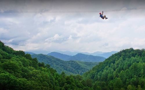 Ziplining above the mountains