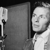 A young Frank Sinatra and a microphone