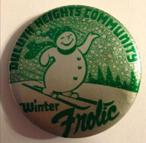 Button with the Duluth Winter Frolic logo