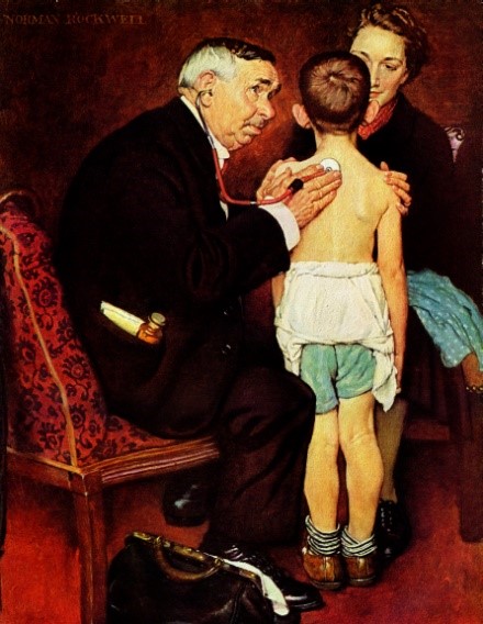 Kid being examined by a doctor