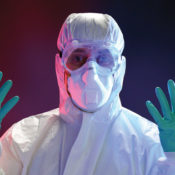 Man in hazmat suit