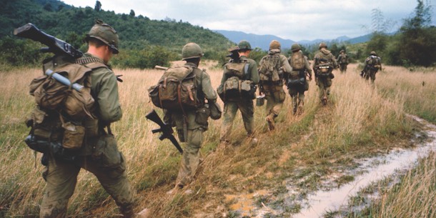 Soldiers on the march in Vietnam