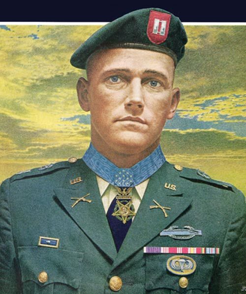 Illustrated portrait of Captain Roger H.C. Donlon