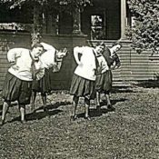 Women exercising in bloomers.
