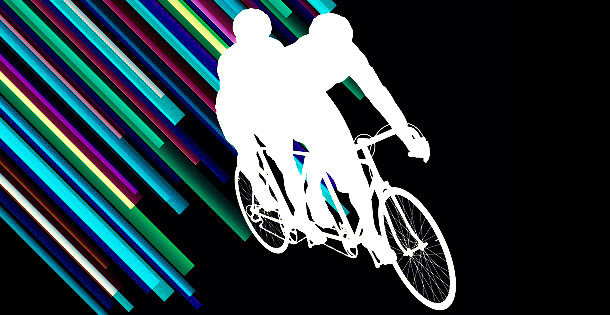 illustrated cover image of tandem cyclists