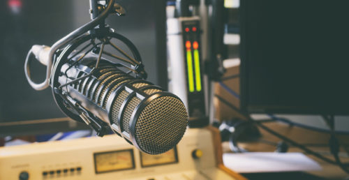 A microphone in a radio studio