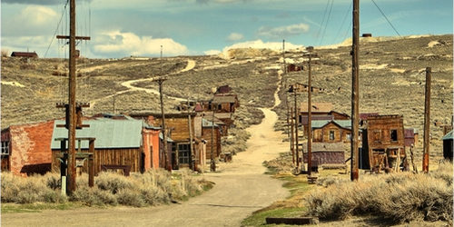 Abandoned town in the California desert.