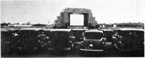 A drive-in theatre in the 1930s.