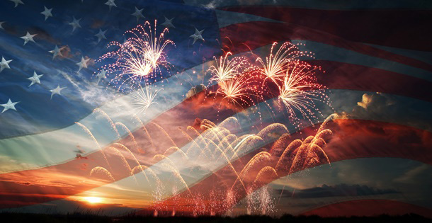 Fireworks and the U.S. flag