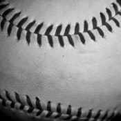 Closeup of a baseball.
