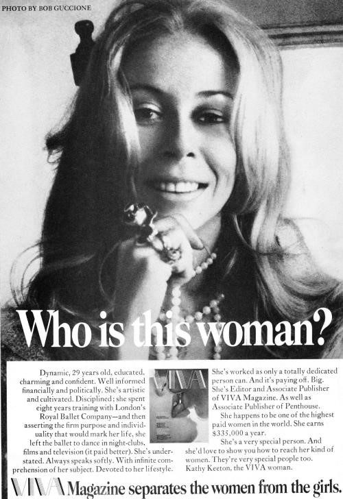 Ad featuring VIVA publisher Kathy Keeton