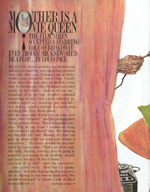 First page of the story "Mother Is a Movie Queen" by Louis Paul, as it was published in the Saturday Evening Post