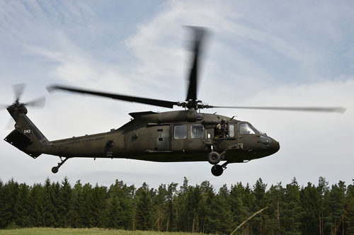 Army helicopter in flight.